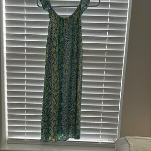 LOFT Green Floral Maxi Dress with Yellow & White Pattern